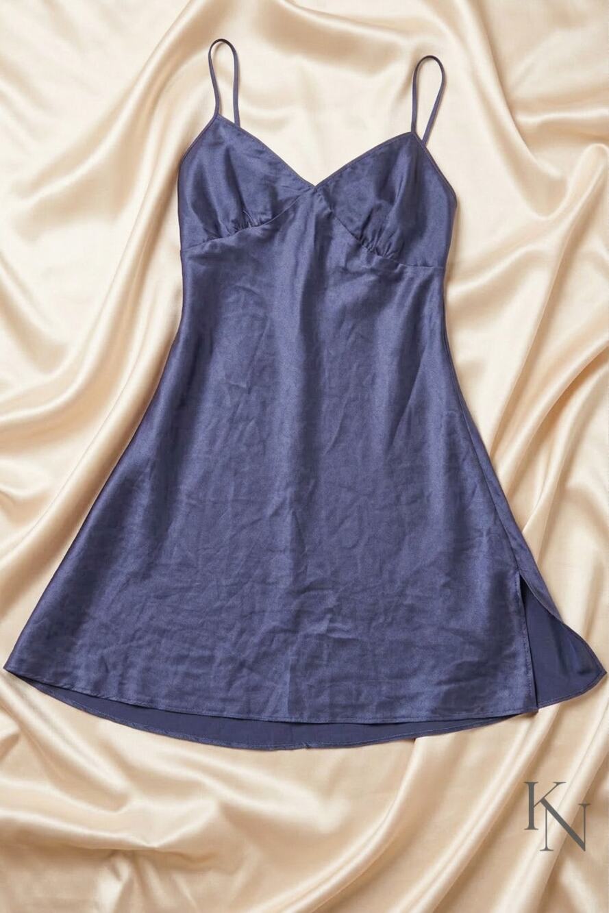 Vintage Victoria’s Secret Navy Silk Chemise Nightgown Slip Size S
